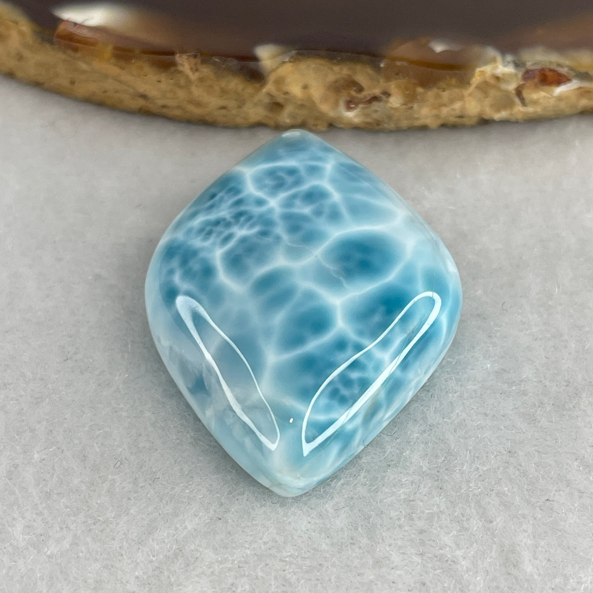 Very Good Grade Natural Larimar Pendant | 39.2mm Master Caribbean Amulet (16.75g | 39.2x26.6x11.0mm)