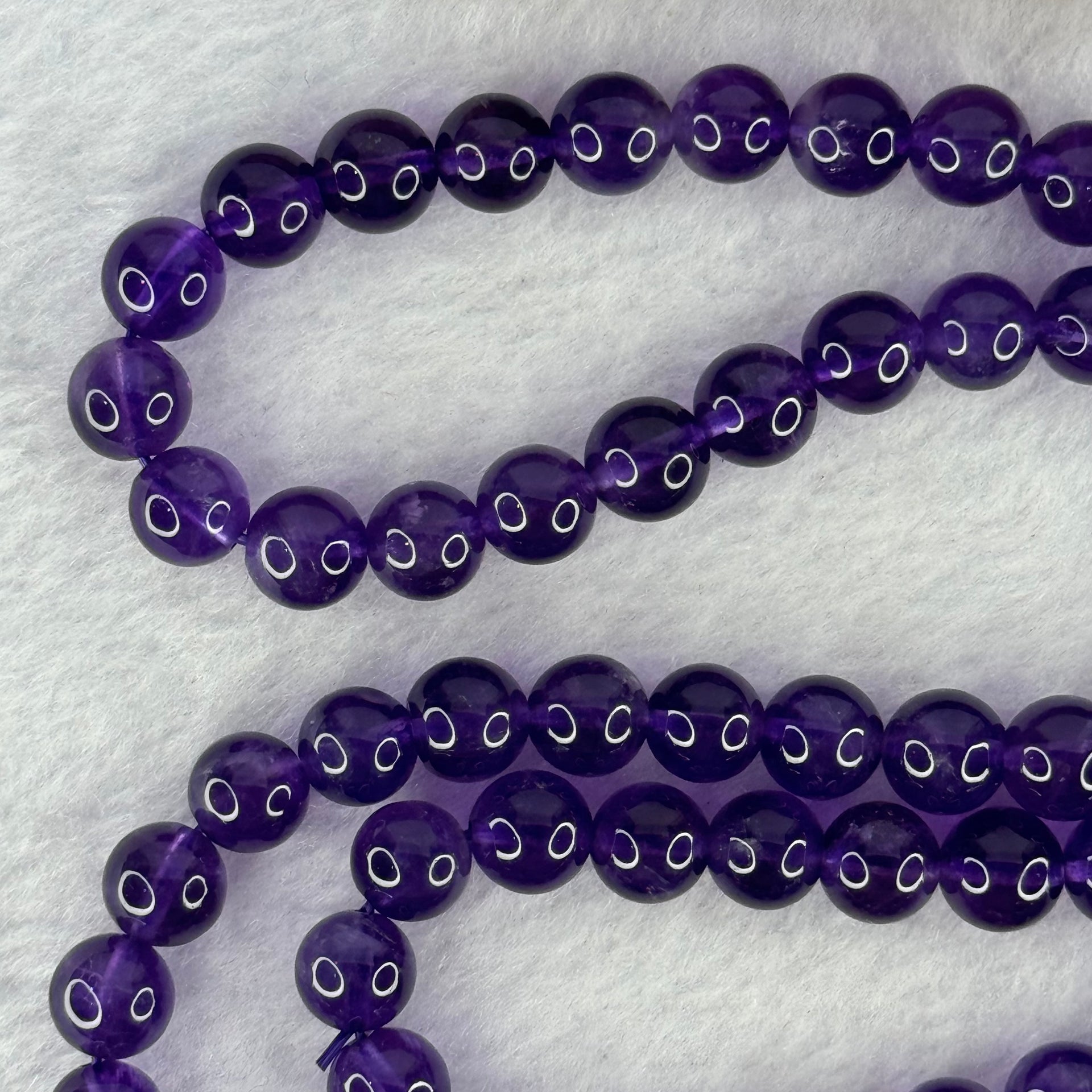 Good Grade Natural Amethyst Necklace 45.90g 53cm 7.9mm 73 Beads - Huangs Jadeite and Jewelry Pte Ltd