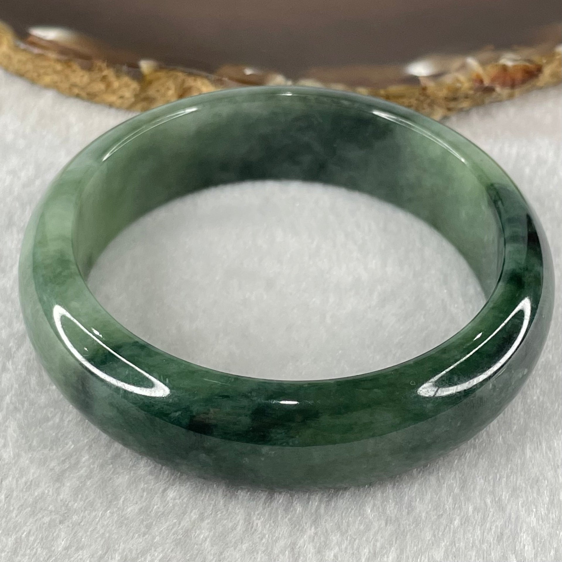 Type A Old Mine Blueish Green and Lavender Patches Jadeite Bangle 66.40g Internal Diameter 56.0mm 16.4 by 7.8mm (Very Slight Internal Lines) - Huangs Jadeite and Jewelry Pte Ltd
