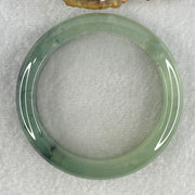 Certified Type A Natural Semi Icy Light Green with Dark Green Fluorite Piao Hua Jadeite Bangle 66.27g Inner Diameter 57.6mm 13.8 by 9.2mm (Very Very Slight Internal Line) - Huangs Jadeite and Jewelry Pte Ltd