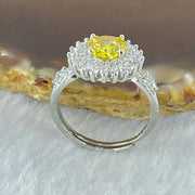 Yellow Cubic Zirconia with Crystals in PT950 Plated Sliver Ring 2.75g 7.5 by 3.5mm - Huangs Jadeite and Jewelry Pte Ltd