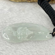 Type A Semi Icy Light Green Jadeite Benefactor on Lotus Flower Pendent 16.22g 52.1 by 26.5 by 7.9mm - Huangs Jadeite and Jewelry Pte Ltd