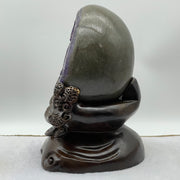 Natural Deep Purple Amethyst Egg with Wooden Stand Display Total Weight 6,264.9g 180.0 by 200.0 by 285.0mm - Huangs Jadeite and Jewelry Pte Ltd