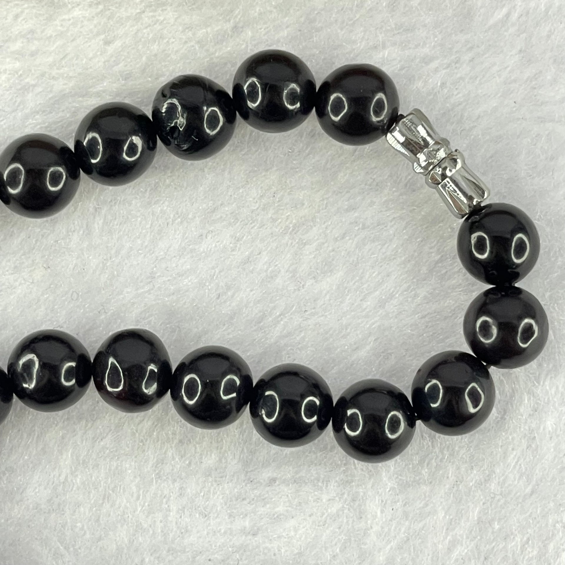 Natural Black Red Gold King Amber Beads Necklace 天然黑金翁王琥珀手链 24.02g 54cm 8.1 by 9.8mm 63 Beads - Huangs Jadeite and Jewelry Pte Ltd