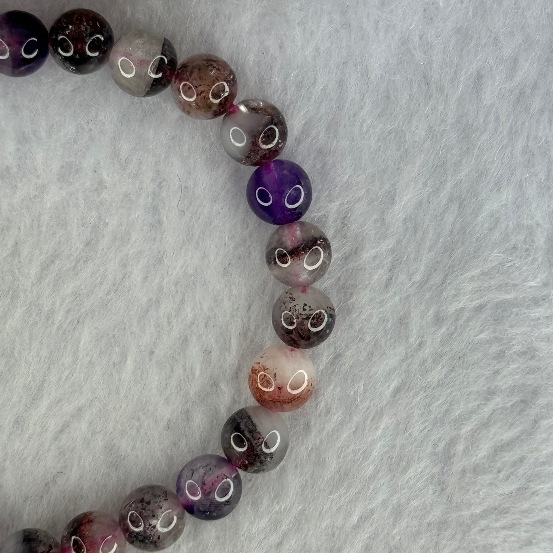 Natural Super 7 Beads Bracelet 11.54g 16cm 6.8mm 28 Beads - Huangs Jadeite and Jewelry Pte Ltd