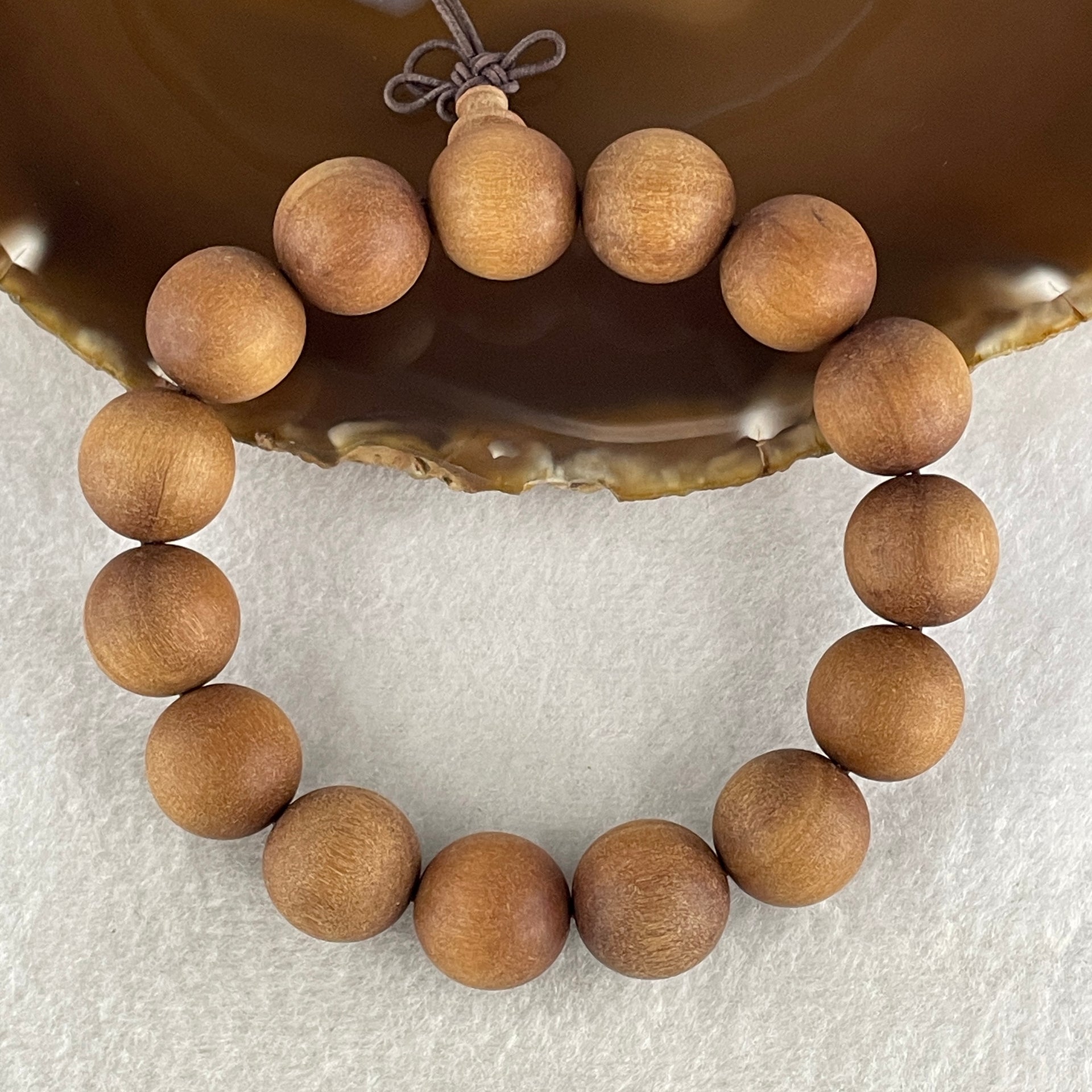 Certified Natural Sandalwood Beads Bracelet 30.16g 18cm 15.1mm 15Beads - Huangs Jadeite and Jewelry Pte Ltd
