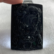 Type A Opaque to Partial Translucent Black Omphacite Jadeite Dragon with pixiu Pendant 45.42g 66.0 by 45.5 by 9.2mm - Huangs Jadeite and Jewelry Pte Ltd