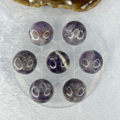 Natural Amethyst 7 Sphere Ball Set 113.36g 80.0 by 31.0mm Diameter 20.1mm by 7 pcs - Huangs Jadeite and Jewelry Pte Ltd
