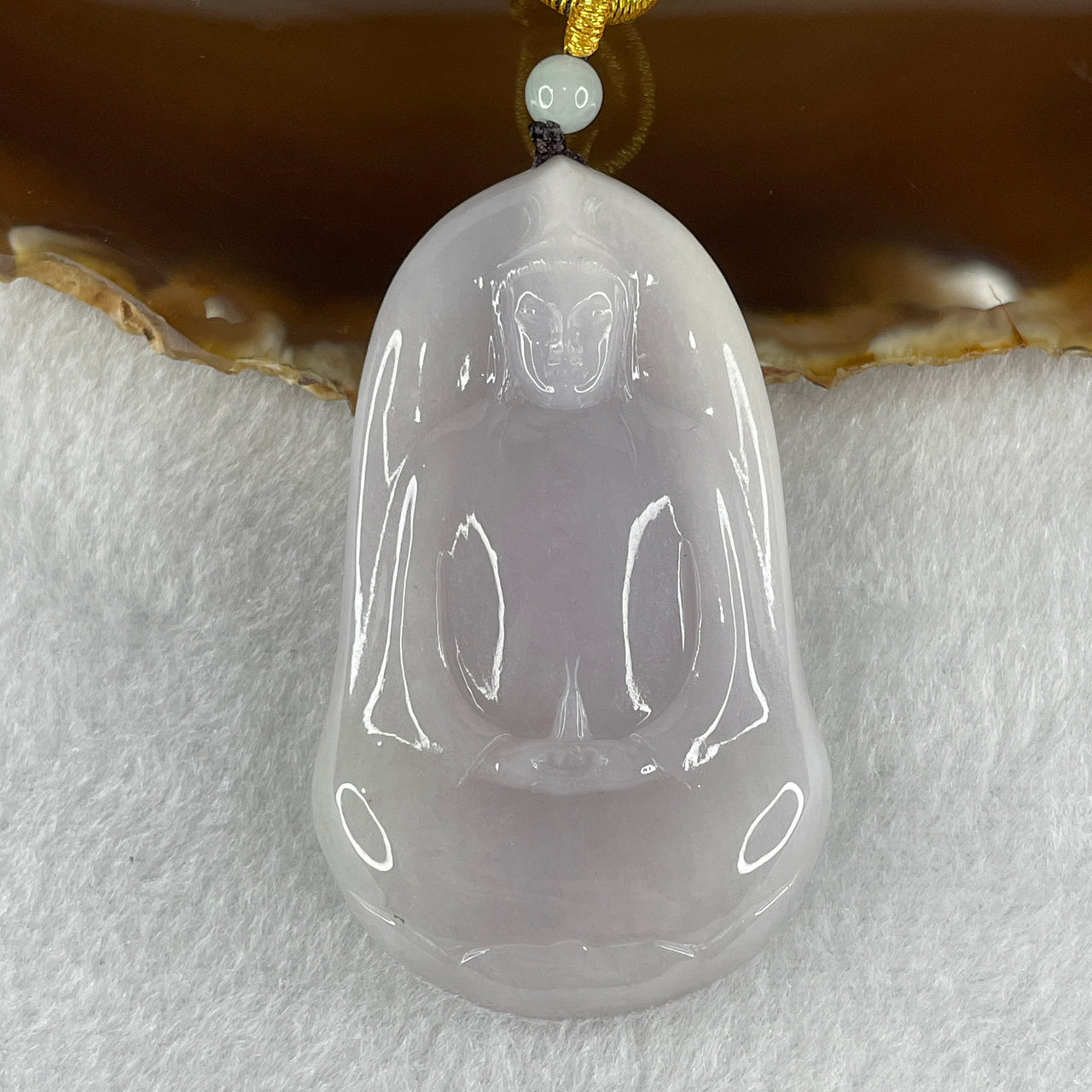 Type A Lavender Jadeite Buddha Pendant 44.66g 62.0 by 38.3 by 9.0mm
