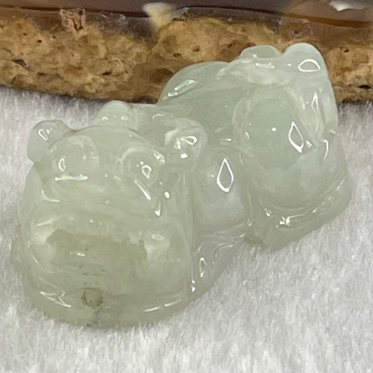Type A Light Green Faint Lavender Jadeite Pixiu Charm 15.15g 31.1 by 18.7 by 14.1mm - Huangs Jadeite and Jewelry Pte Ltd