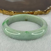 Type A Light Green with Bright Green Patches Jadeite Bangle 78.00g Internal Diameter 61.7mm 14.5 by 9.9mm (Very Slight External Rough) - Huangs Jadeite and Jewelry Pte Ltd
