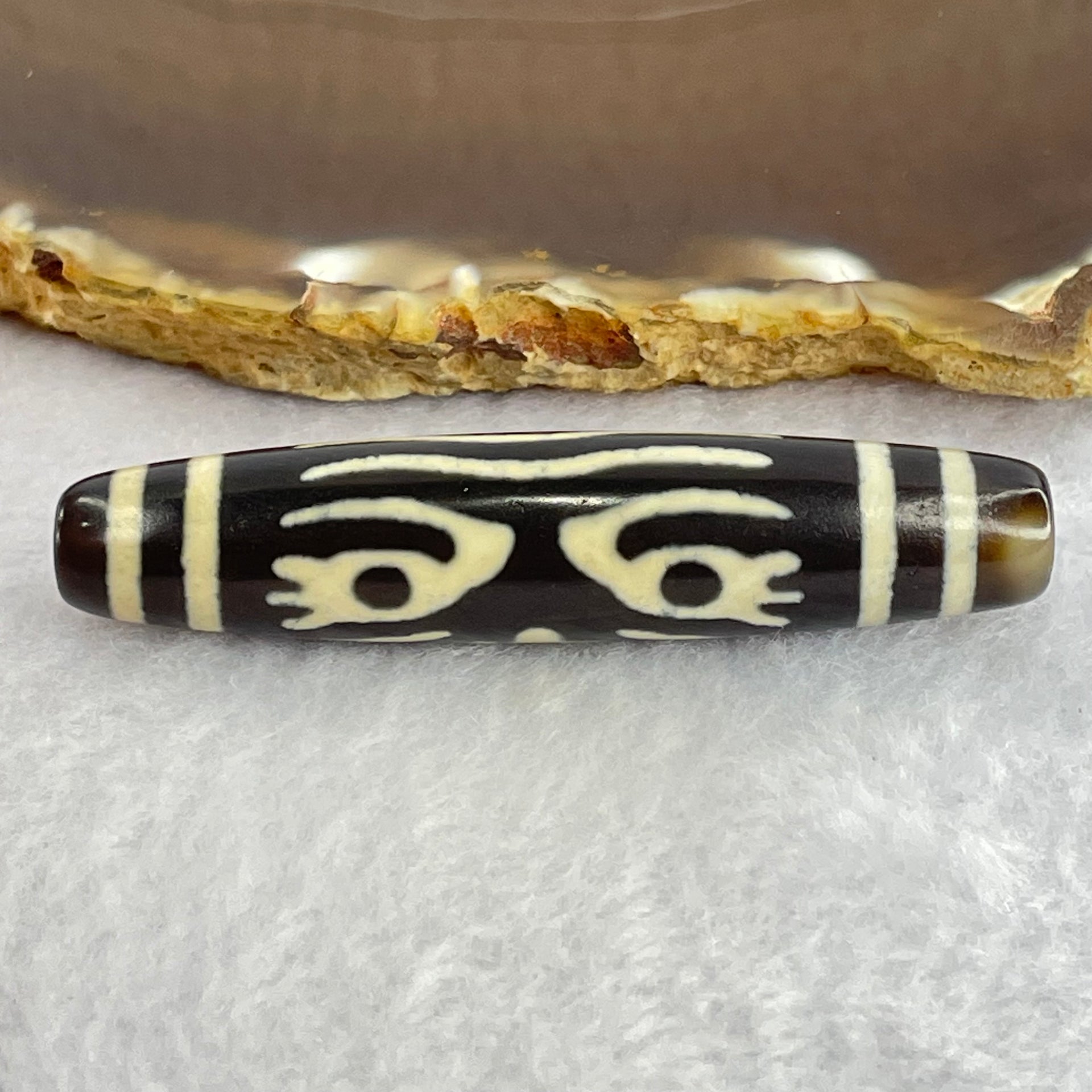 Natural Powerful Tibetan Old Oily Agate Zha Ji La Mu Female Cai Shen Bead Heavenly Master (Tian Zhu) 扎吉拉木女财神天珠 15.40g 59.8 by 13.0mm - Huangs Jadeite and Jewelry Pte Ltd