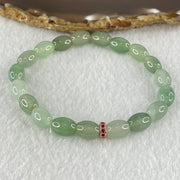 Type A Semi Icy Light Blueish Green Jadeite Beads Bracelet 19.02g 16cm 7.6 by 9.7mm 19 Beads - Huangs Jadeite and Jewelry Pte Ltd