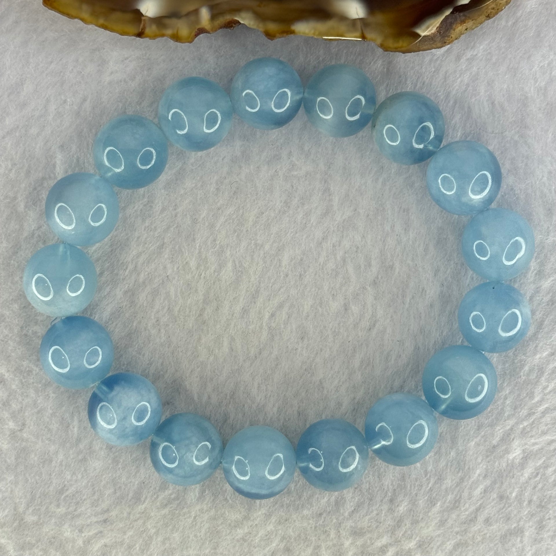 Natural Aquamarine Beads Bracelet 43.09g 18cm 12.3mm 17 Beads - Huangs Jadeite and Jewelry Pte Ltd