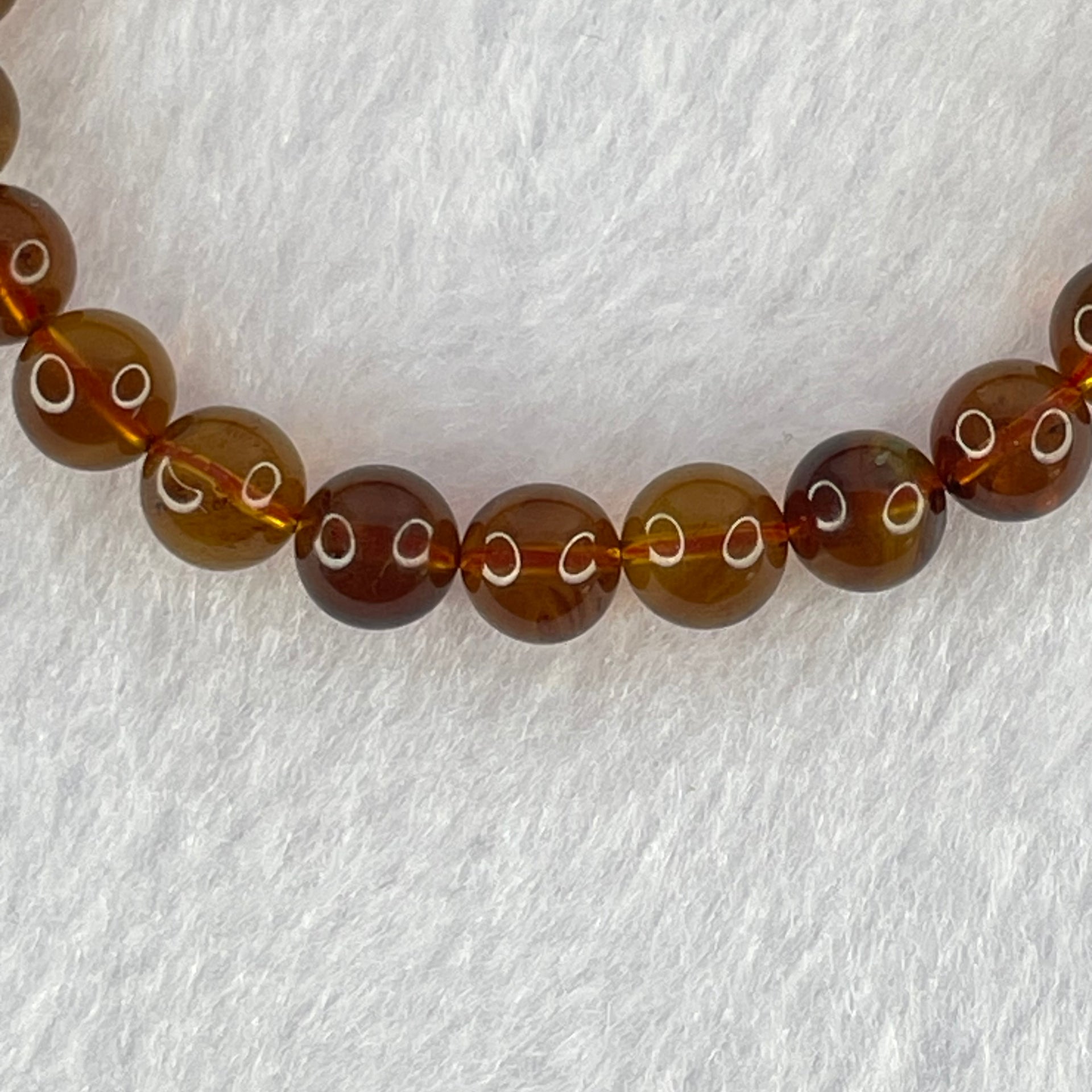 Natural Purple Amber Beads Bracelet 天然紫蜜琥珀手链 4.30g 16cm 6.5mm 28 Beads - Huangs Jadeite and Jewelry Pte Ltd