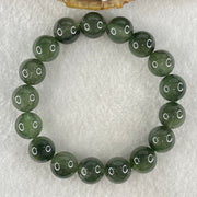 Good Grade Natural Cats Eye Green Rutilated Quartz Beads Bracelet 37.68g 17cm 11.7mm 17 Beads - Huangs Jadeite and Jewelry Pte Ltd