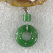 Type A Blueish Green Jadeite Ping An Kou Donut 18.5 by 4.9mm Lulu Tong 5.9 by 6.2mm in 18k White Gold Pendant 3.83g - Huangs Jadeite and Jewelry Pte Ltd