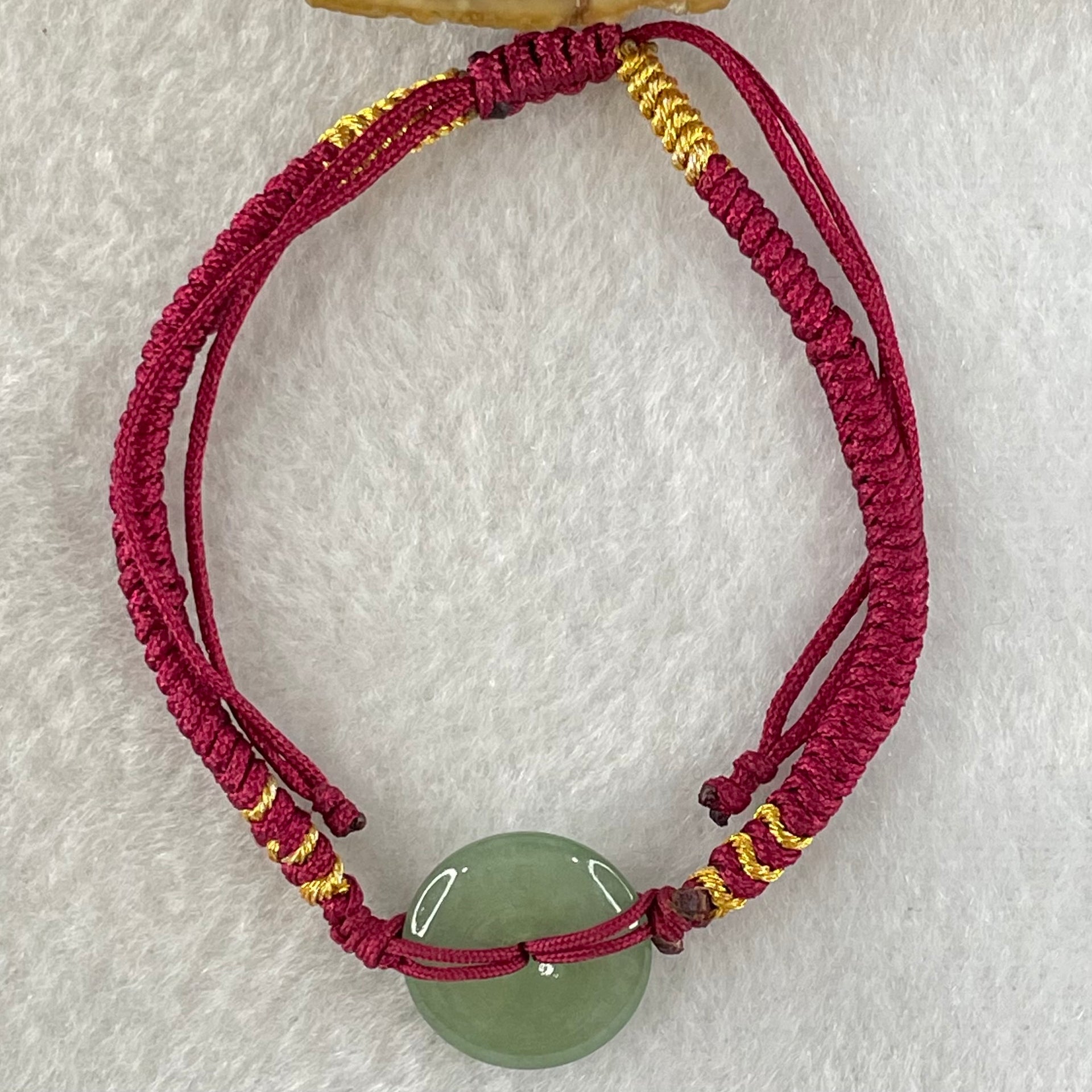 Type A Blueish Green Jadeite Ping An Kou Donut In String Bracelet 2.30g 14.6 by 3.4mm - Huangs Jadeite and Jewelry Pte Ltd