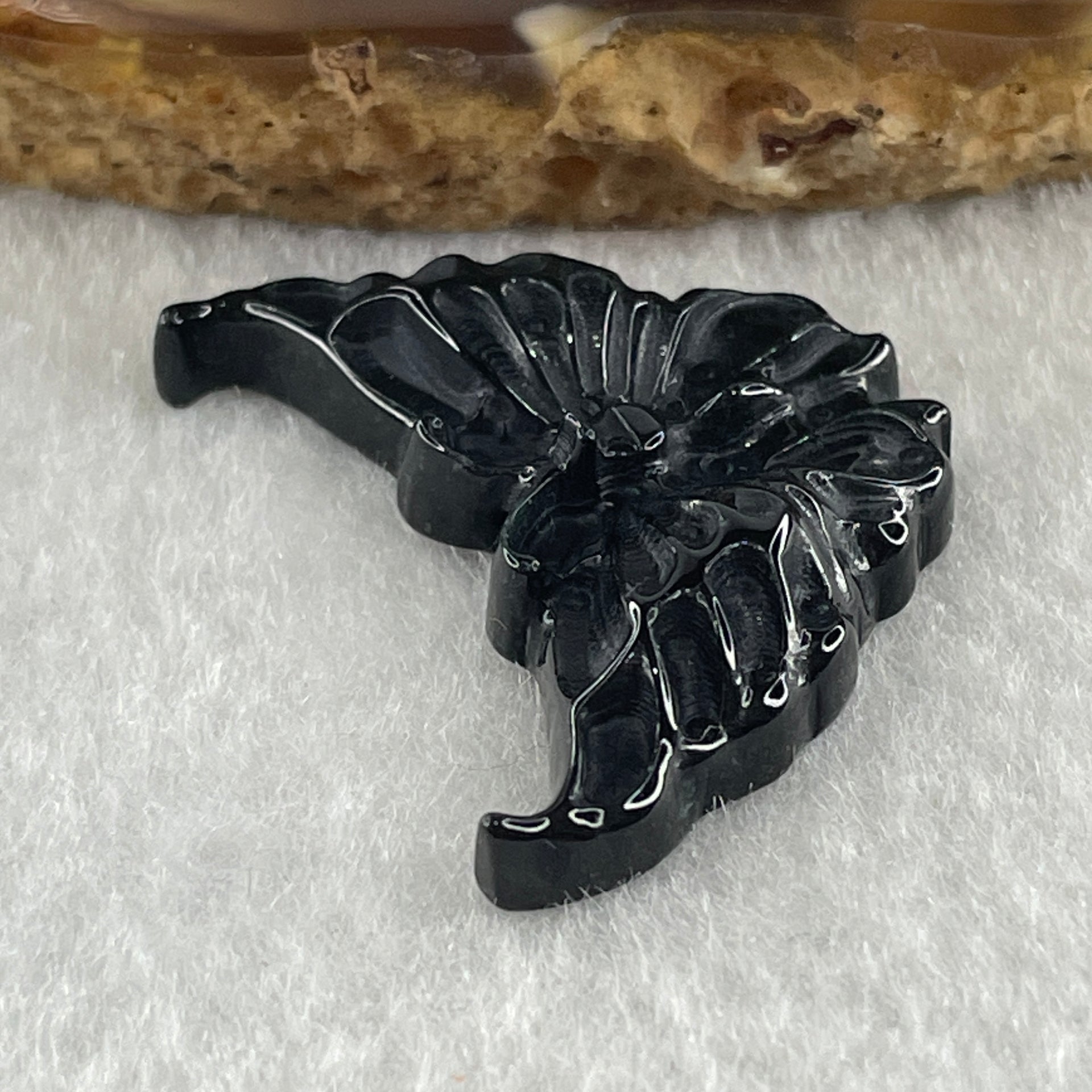 Type A Opaque Black Omphacite Butterfly Pendant Charm 5.11g 29.8 by 23.3 by 6.0mm - Huangs Jadeite and Jewelry Pte Ltd