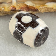 Natural Powerful Tibetan Old Oily Dark Brown With White Agate 3 Eyes Dzi Bead Heavenly Master (Tian Zhu) 三眼天诛 5.05g 17.8 by 13.5mm - Huangs Jadeite and Jewelry Pte Ltd