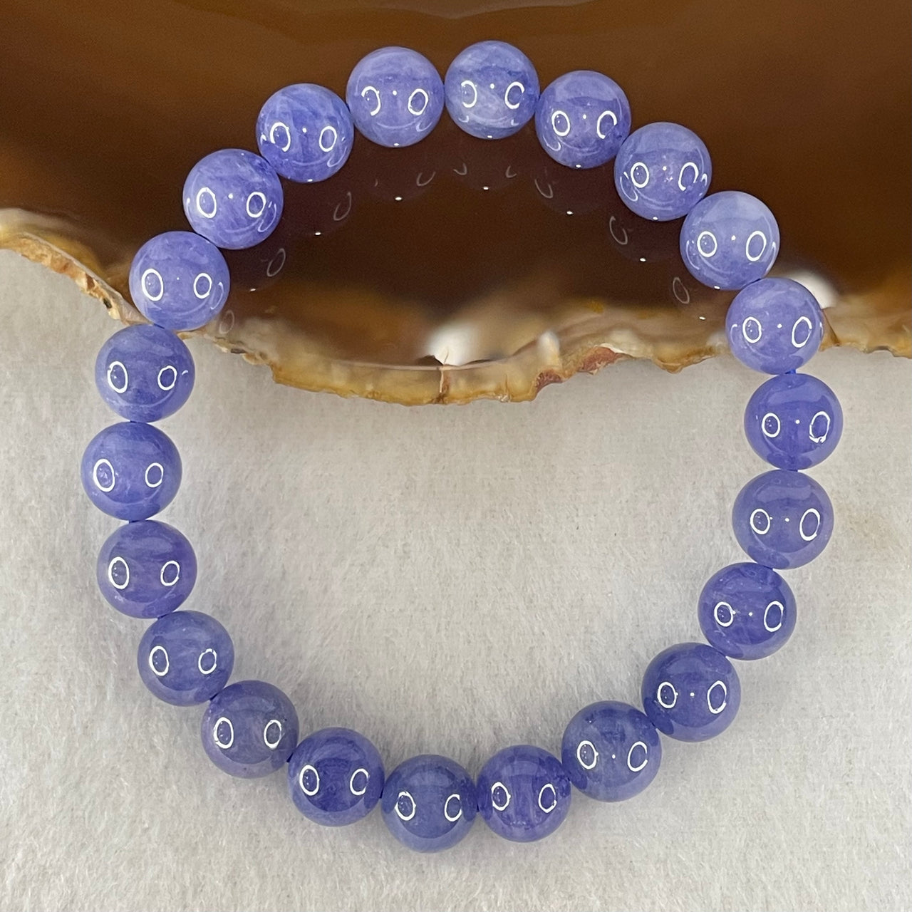 Above Average Grade Natural Blue Tanzanite Beads Bracelet 24.67g 15.5cm 8.8mm 22 Beads - Huangs Jadeite and Jewelry Pte Ltd