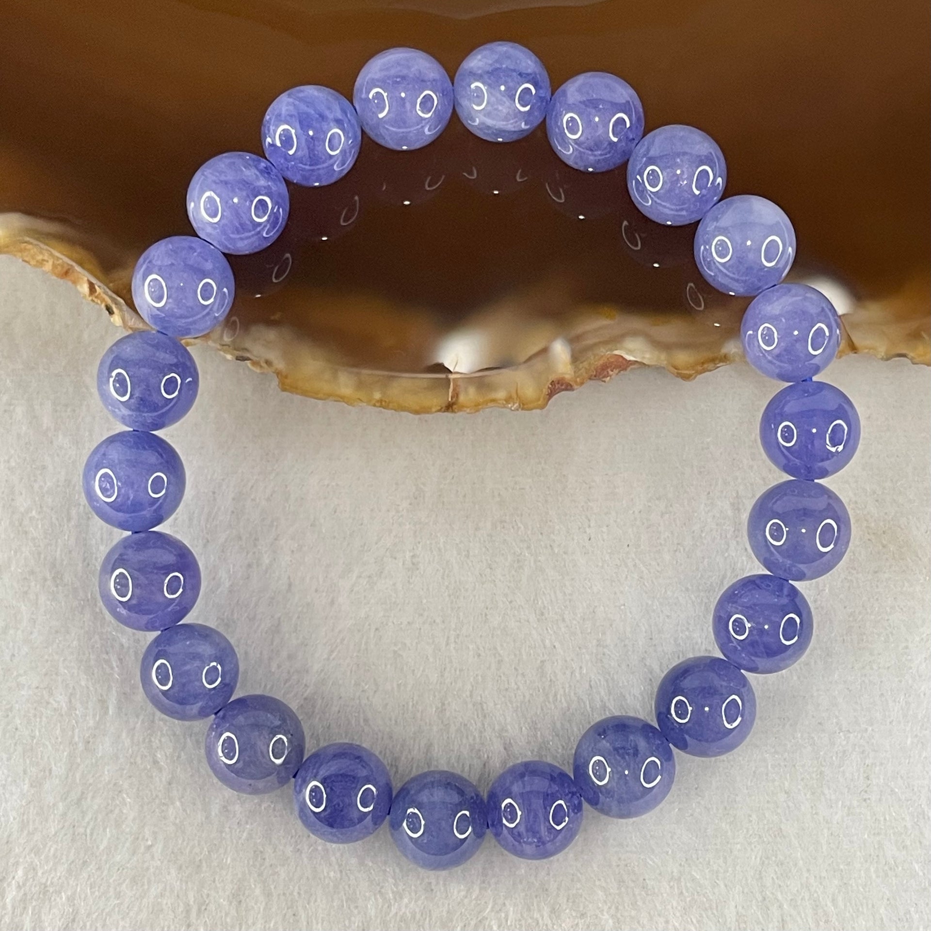 Above Average Grade Natural Blue Tanzanite Beads Bracelet 24.67g 15.5cm 8.8mm 22 Beads - Huangs Jadeite and Jewelry Pte Ltd