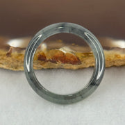 Type A Icy Wuji Grey Black Jadeite Ring 2.63g 5.1 by 3.1mm US8 HK17.5 (Very Slight Fine Internal Lines) - Huangs Jadeite and Jewelry Pte Ltd
