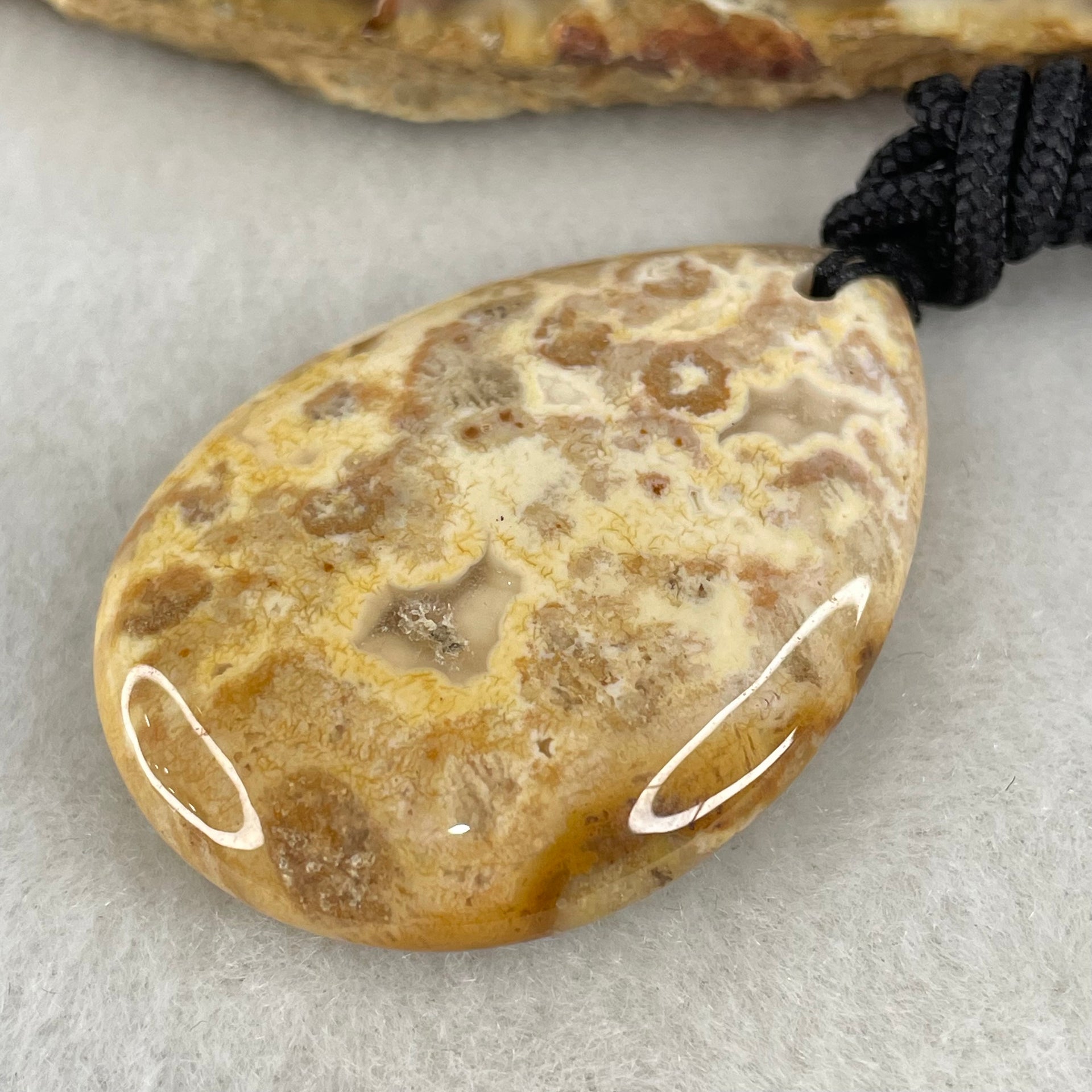 Natural Brown Coral Agate Pendant 17.27g 42.5 by 31.0 by 9.0mm - Huangs Jadeite and Jewelry Pte Ltd