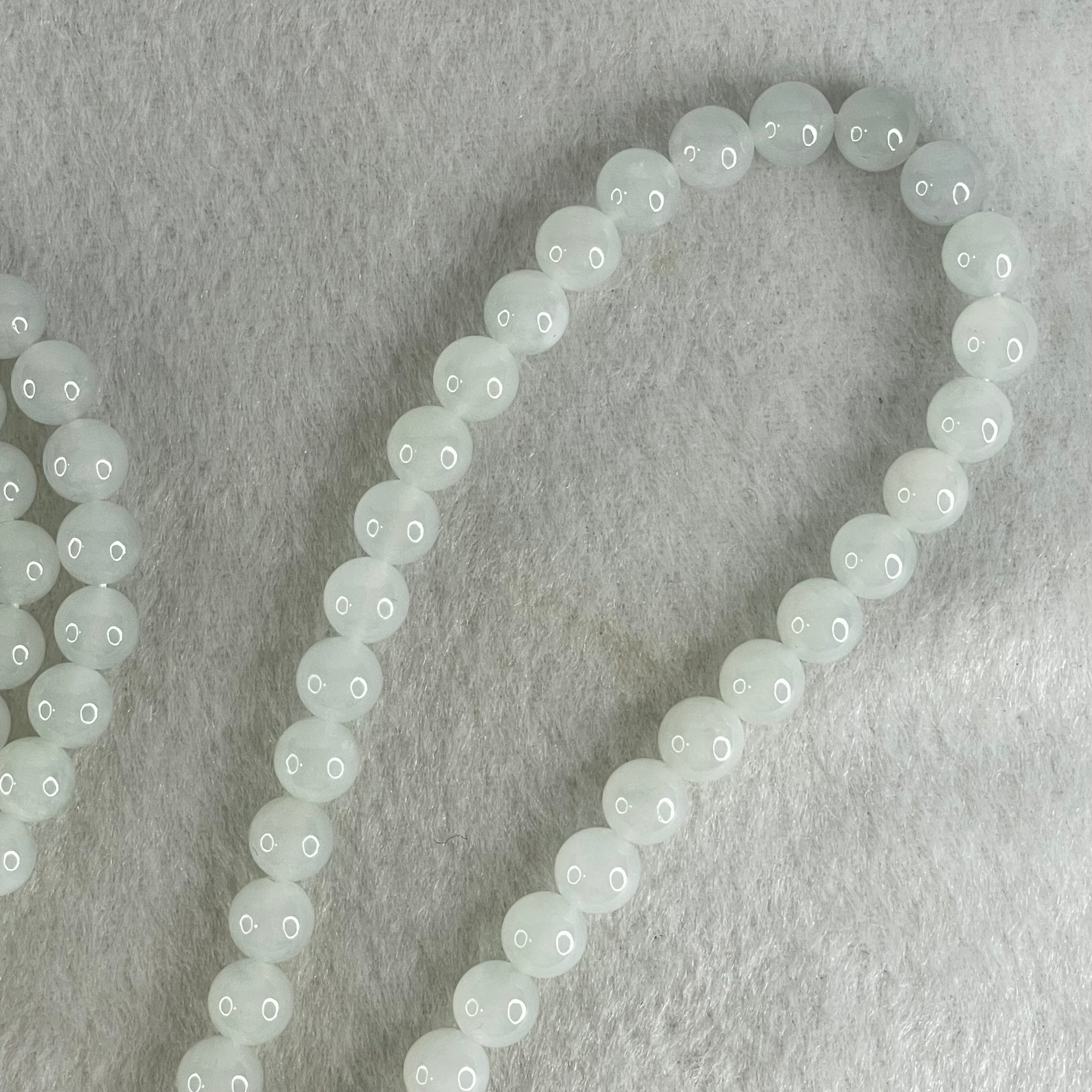 Type A White to Faint Blue Jadeite Beads Necklace 60.66g 66cm 7.0mm 98 Beads - Huangs Jadeite and Jewelry Pte Ltd