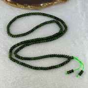 Type A Lao Keng Dark Spicy Green Jadeite Beads Necklace 30.94g 64cm 5.0nn 210 Beads - Huangs Jadeite and Jewelry Pte Ltd