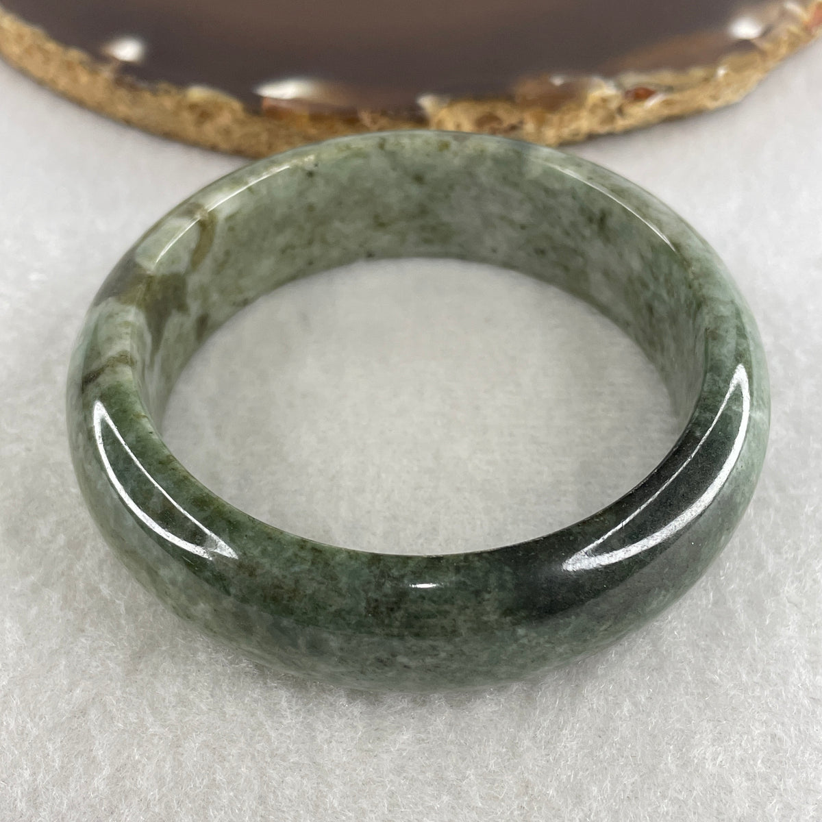 Natural Type A Green with Yellowish Green Piao Hua Jadeite Bangle | (64.81g | 53.1mm ID | 16.9 x 7.8mm | Very Very Slight External Rough |Golden Abundance & Lifelong Protection Anchor, Prosperity & Executive Bangle) - Huangs Jadeite and Jewelry Pte Ltd