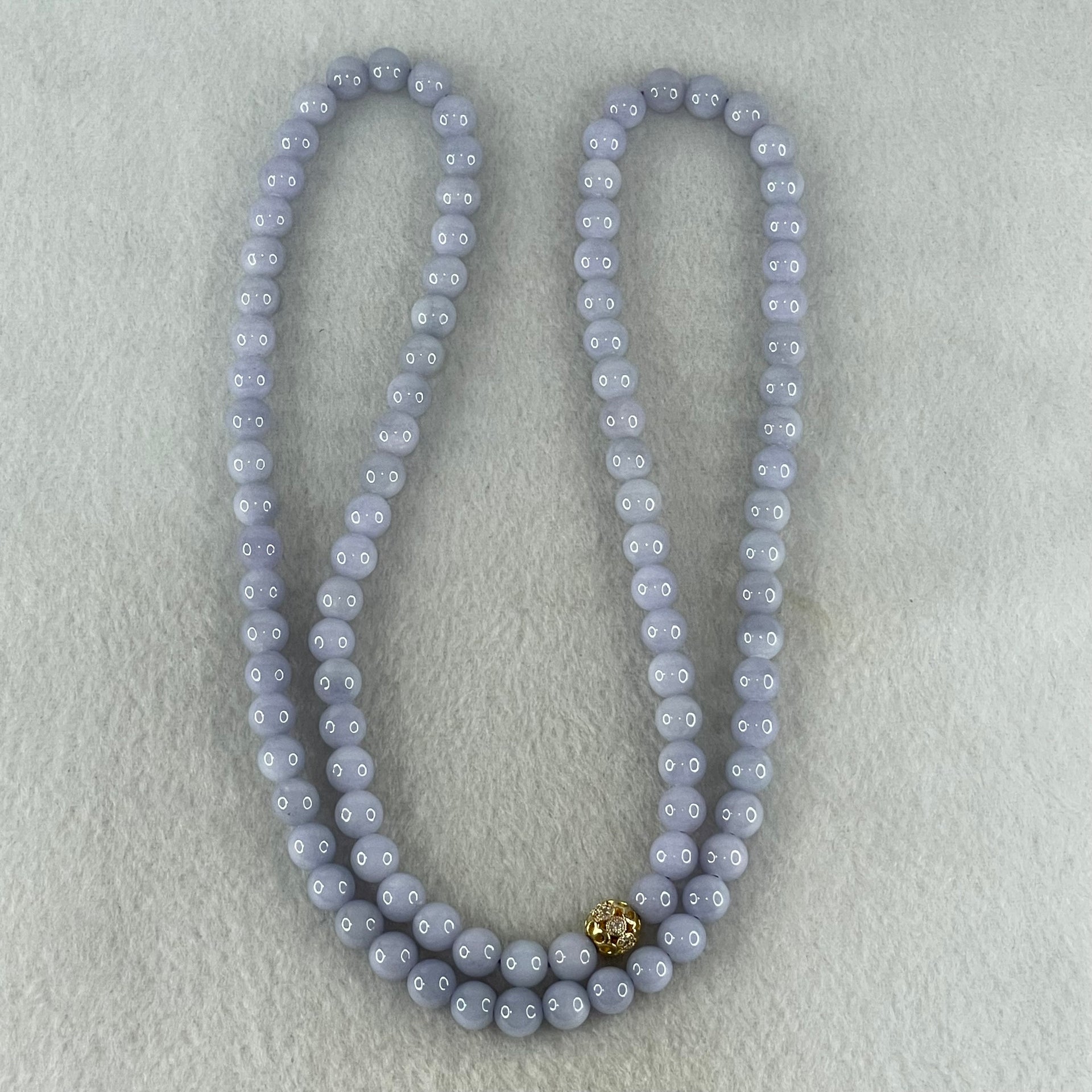 Type A Full Lavender Jadeite Beads Necklace 57.21g 66cm 7.0mm 98 Beads - Huangs Jadeite and Jewelry Pte Ltd