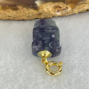 Natural Purple and Green Fluorite Ox Charm Pendant 3.51g 17.2 by 11.0 by 8.6mm - Huangs Jadeite and Jewelry Pte Ltd