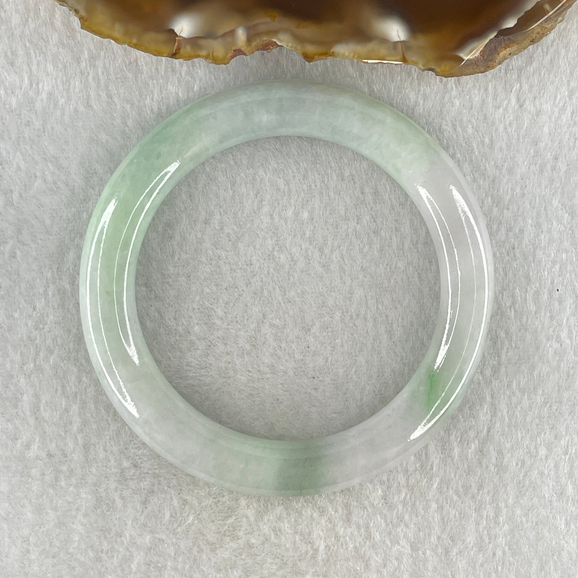 Natural Type A Jelly Light Green Light Lavender Jadeite Bangle 36.45g Inner Diameter 49.3mm 8.6 by 9.5mm (Very Slight Internal Lines) - Huangs Jadeite and Jewelry Pte Ltd