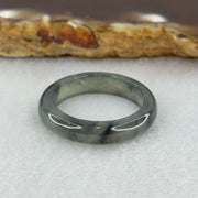 Type A Icy Wuji Grey Black Jadeite Ring 2.63g 5.1 by 3.1mm US8 HK17.5 (Very Slight Fine Internal Lines) - Huangs Jadeite and Jewelry Pte Ltd