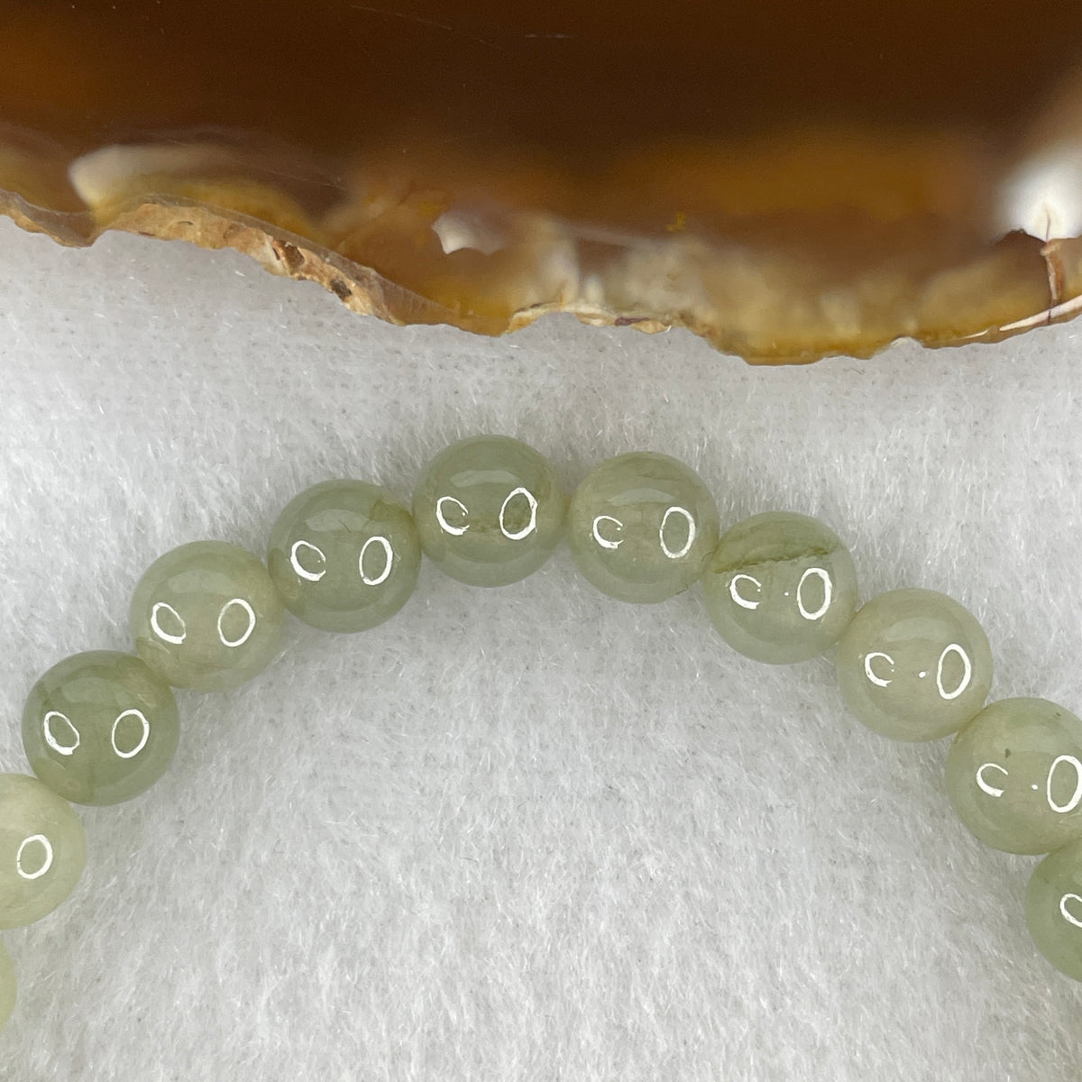 Natural Type A Yellowish Green Jadeite Beads Bracelet | 17cm Strand of 28 Beads 7.2mm (17.83g |  Heart & Solar Plexus Chakra Harmony, Abundance & Vitality Shield)