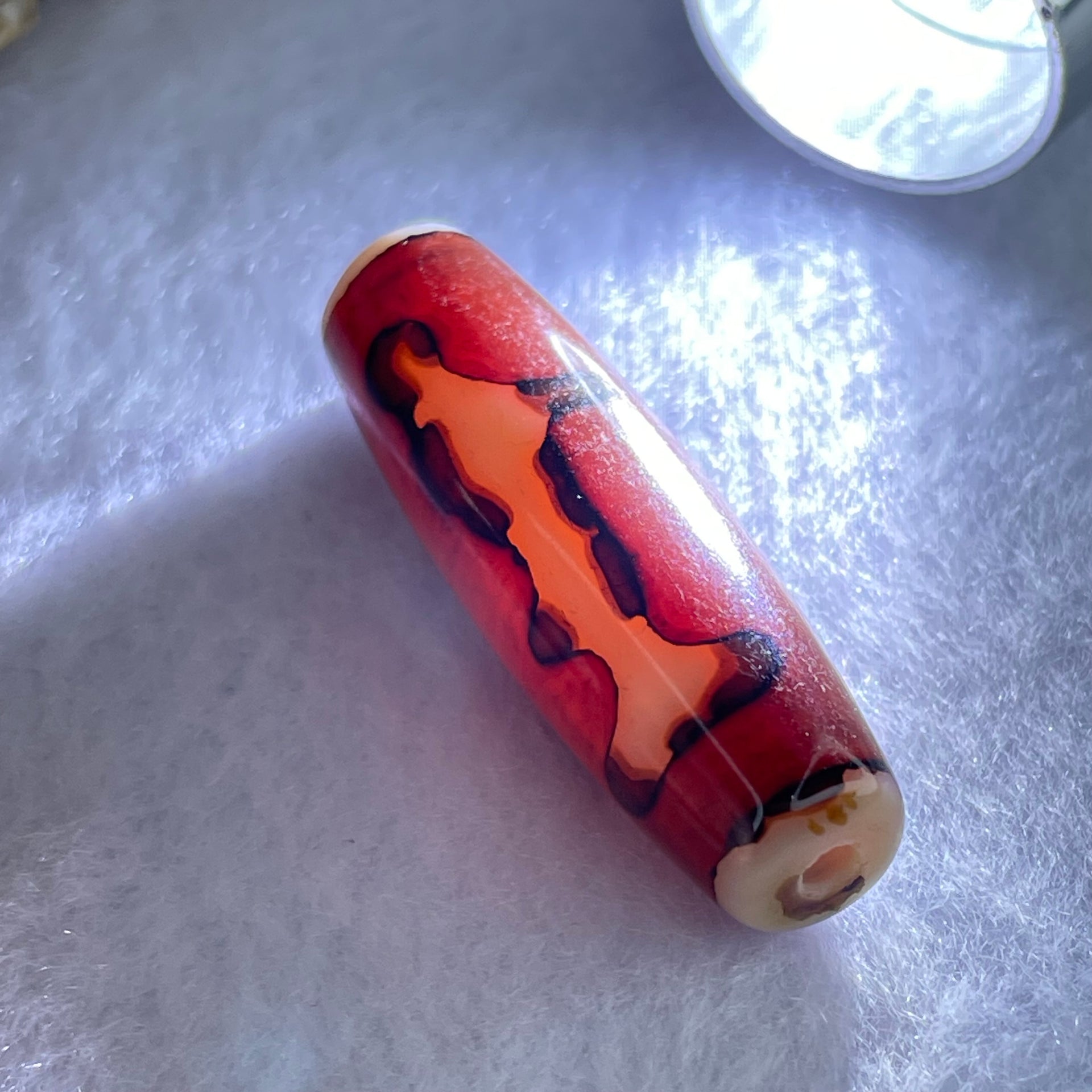 Natural Powerful Tibetan Old Oily Agate Guan Yin Dzi Bead Heavenly Master (Tian Zhu) 观音天珠 8.69g 38.0 by 12.1mm - Huangs Jadeite and Jewelry Pte Ltd