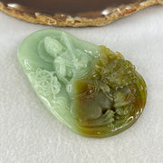 Grand Master Type A Apple Green and Brownish Jadeite Guan Yin Manjusri Bodhisattva Pendant 88.98g 82.5 by 5.3 by 14mm - Huangs Jadeite and Jewelry Pte Ltd