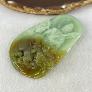 Grand Master Type A Apple Green and Brownish Jadeite Guan Yin Manjusri Bodhisattva Pendant 88.98g 82.5 by 5.3 by 14mm - Huangs Jadeite and Jewelry Pte Ltd