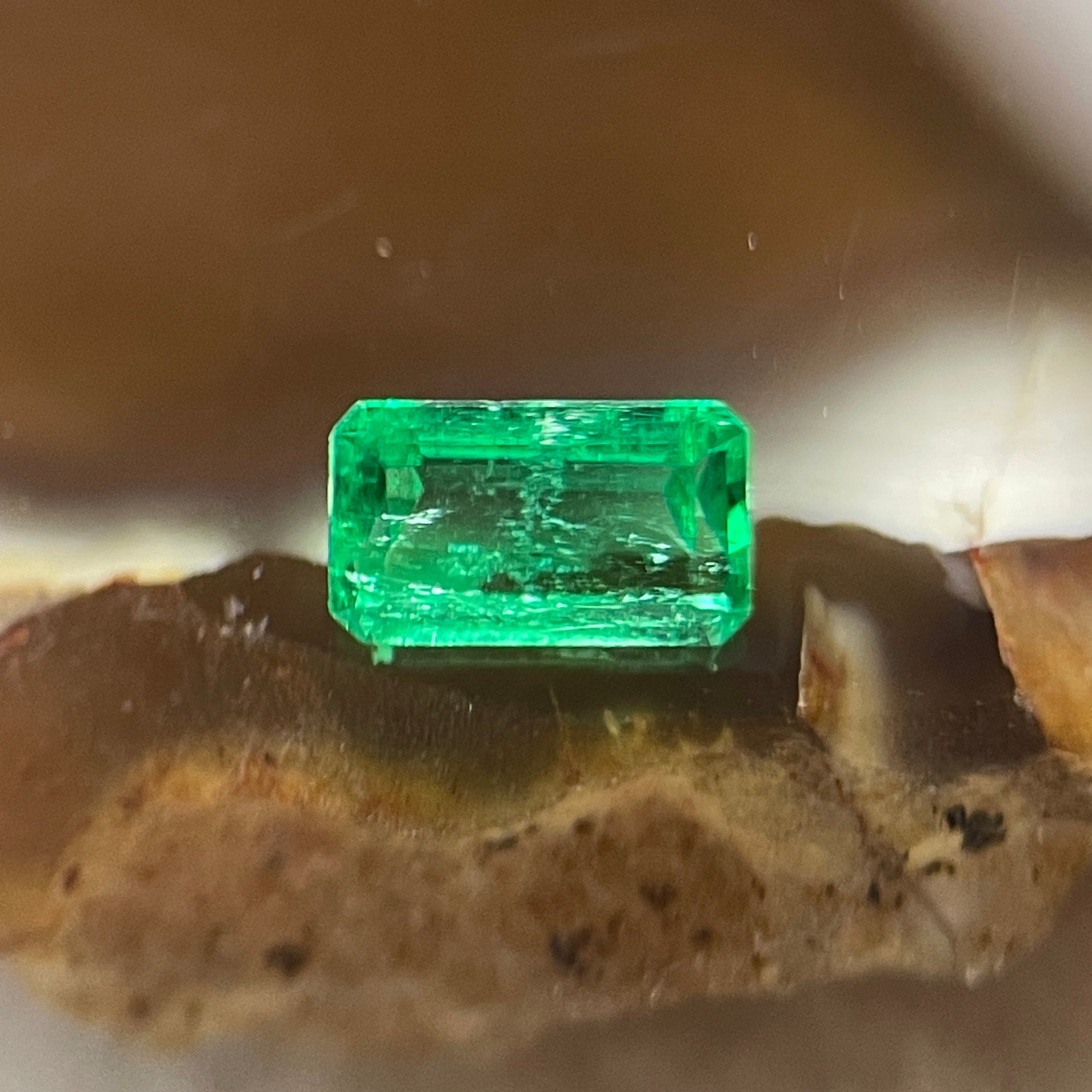 Natural Colombia Vivid Green Emerald (Beryl) Cut-Cornered Rectangle Step cut 0.45ct 5.7 by 3.6 by 2.5mm - Huangs Jadeite and Jewelry Pte Ltd