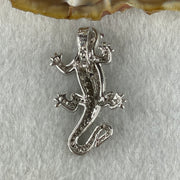 Natural Round Brilliant Cut Shape Diamonds with Natural Ruby Eyes in 18K White Gold Lizard Pendant R0.04 with Melees D1.37ct Total 7.4g 35.1 by 19.5 by 11.4mm - Huangs Jadeite and Jewelry Pte Ltd