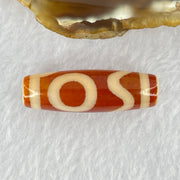 Natural Powerful Tibetan Old Oily Red Orange White Agate Sky Door Serenity 1 Eye Dzi Bead Heavenly Master (Tian Zhu) 一眼天诛 9.44g 38.1 by 12.5mm - Huangs Jadeite and Jewelry Pte Ltd