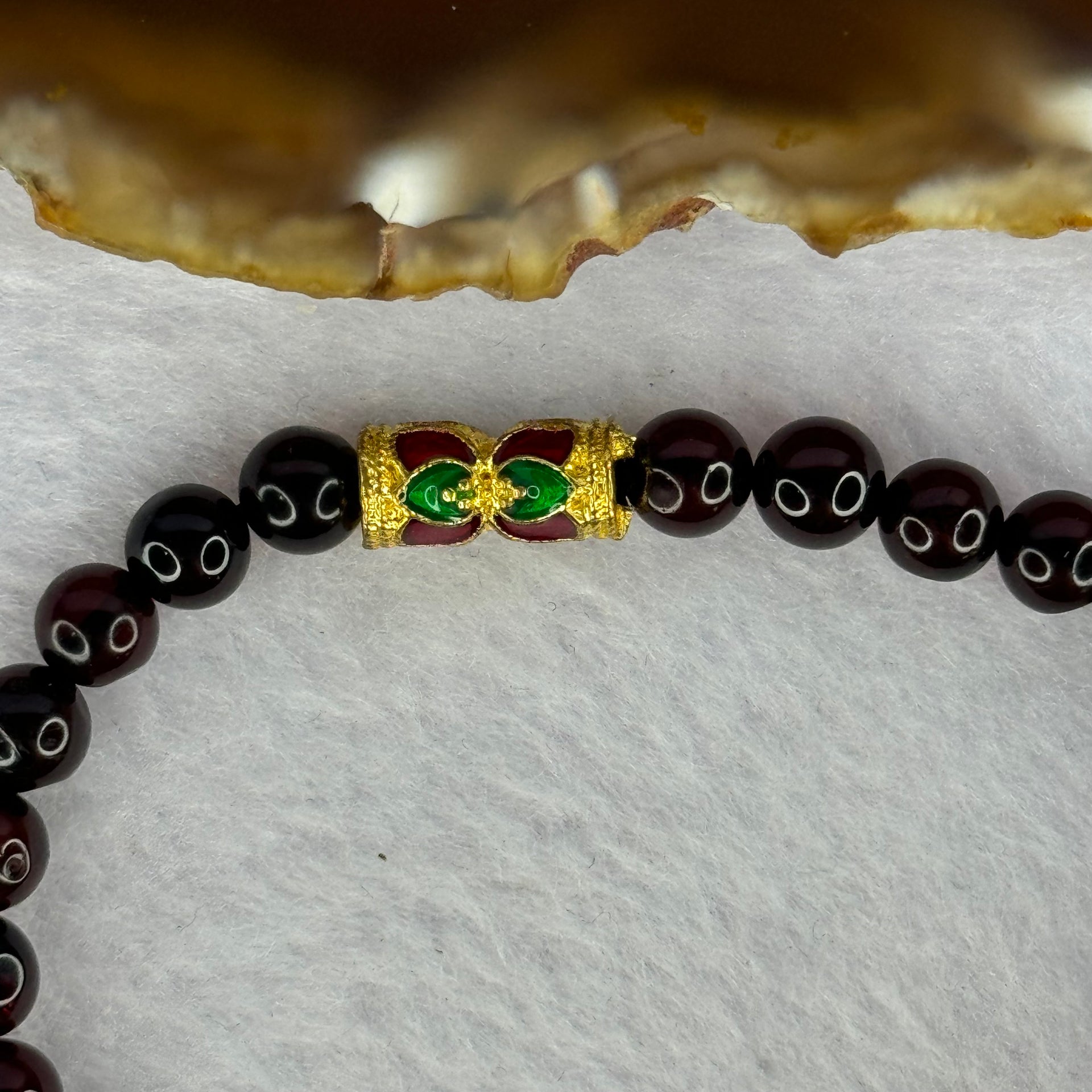 Natural Dark Red Blood Amber Beads Bracelet 天然血珀手链 5.68g 16cm 6.3mm 28 Beads - Huangs Jadeite and Jewelry Pte Ltd