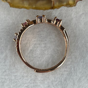 Natural-Rubilite-and-Blue-Topaz-with-Cubic-Zirconia-in-S925-Sliver-Gold-Color-Ring-1.96g-3.1-by-2.0mm-4-Pcs-(Adjustable Size)
