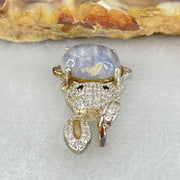 Rare Natural Blue Dumortierite Rutilated Quartz in S925 Sliver Rabbit Pendant 2.35g 9.5 by 6.2 by 4.0mm - Huangs Jadeite and Jewelry Pte Ltd