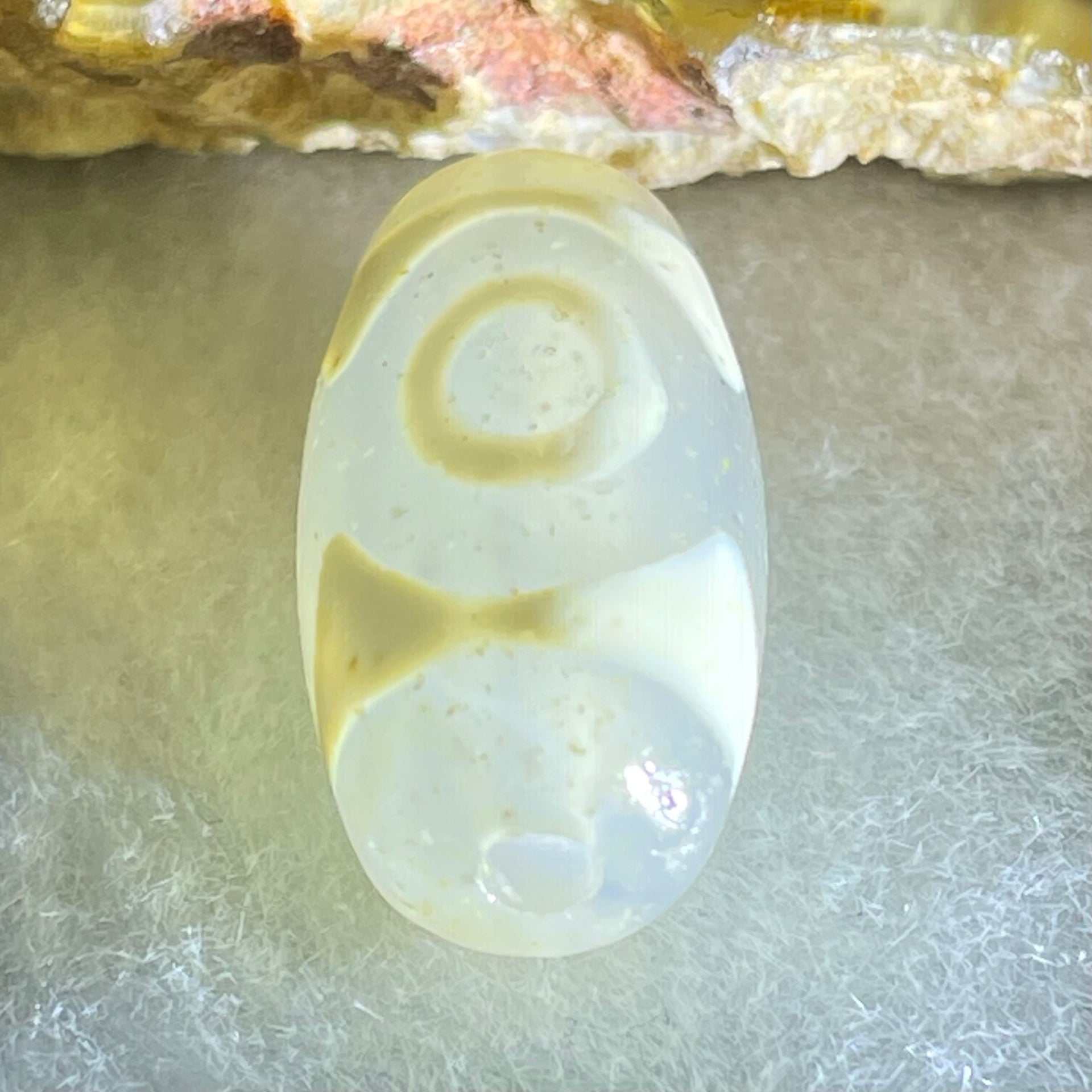 Natural Powerful Tibetan Old Oily Agate 3 Eyes Dzi Bead Heavenly Master (Tian Zhu) 三眼天诛 3.38g 20.1 by 10.8mm - Huangs Jadeite and Jewelry Pte Ltd