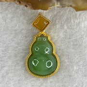 Natural Green Agate Chalcedony Hulu Pendant on S925 Sliver Gold Plated 2.28g 14.2 by 10.2 by 5.0mm - Huangs Jadeite and Jewelry Pte Ltd