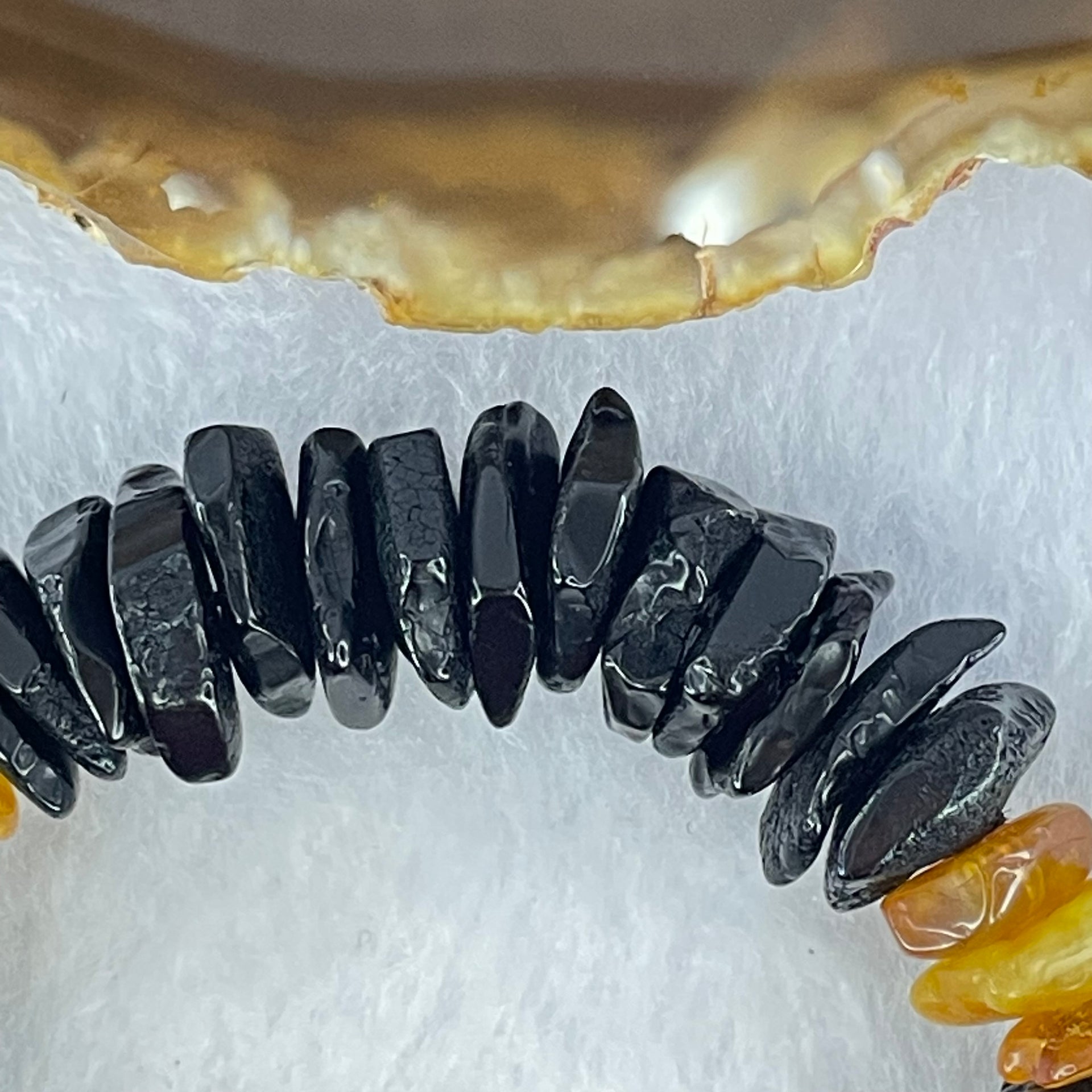 Natural Butterscotch and Blood Amber Irregular Beads Bracelet 29.02g 19cm 16.4 by 13.5 by 6.6mm to 13.5 by 12.9 by 3.7mm 56pcs - Huangs Jadeite and Jewelry Pte Ltd