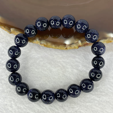 Natural Dark Blue Goldstone Bracelet 天然蓝砂石手链 23.07g 15cm 10.1mm 19 Beads - Huangs Jadeite and Jewelry Pte Ltd