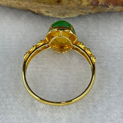 Type A Green Burmese Feng Shui Jade jadeite ring in 18k yellow gold & natural diamonds 2.05g US 7 HK 14 - Huangs Jadeite and Jewelry Pte Ltd